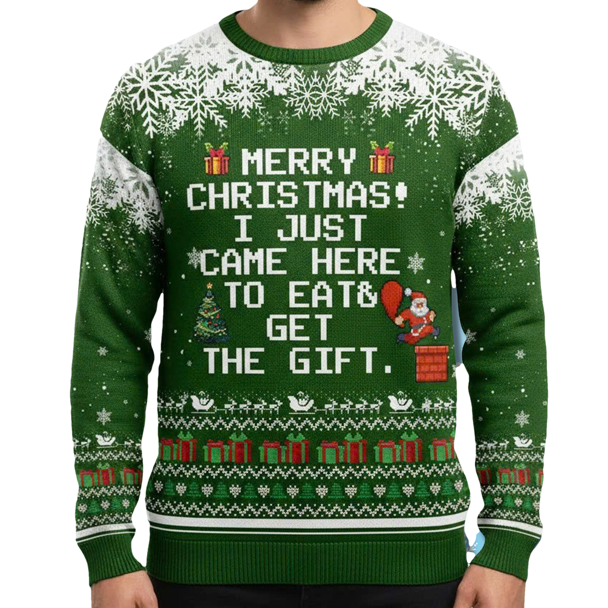 Just Came To Eat & Get Gift Funny Ugly Christmas Sweater - Moonbestprint