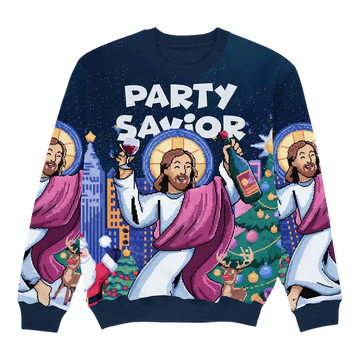 Jesus Party Savior Funny Christmas Ugly Sweater - Moonbestprint