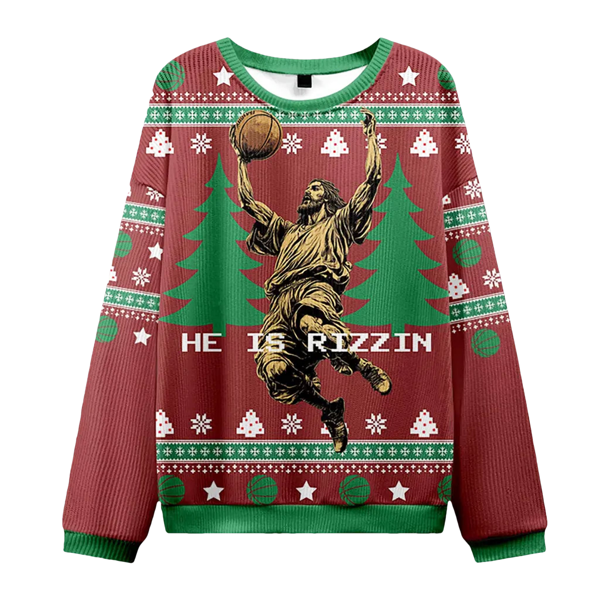 Jesus He Is Rizzin Basketball Ugly Christmas Sweater - Moonbestprint