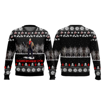 Jason Voorhees Slashing Through The Snow Ugly Sweater - Moonbestprint