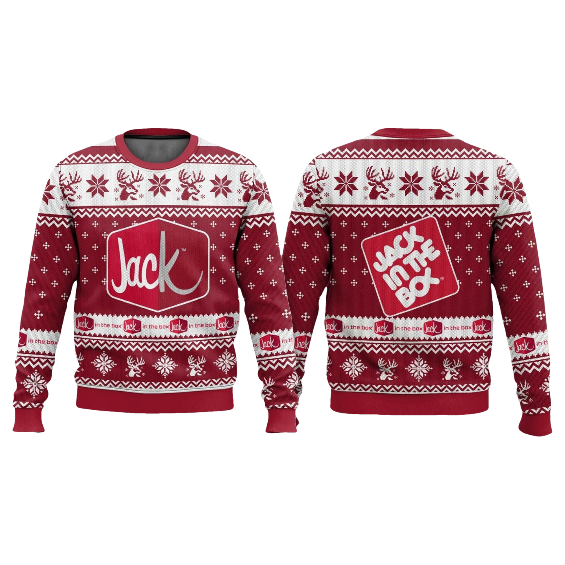 Jack in the Box Restaurant Ugly Christmas Sweater - Moonbestprint