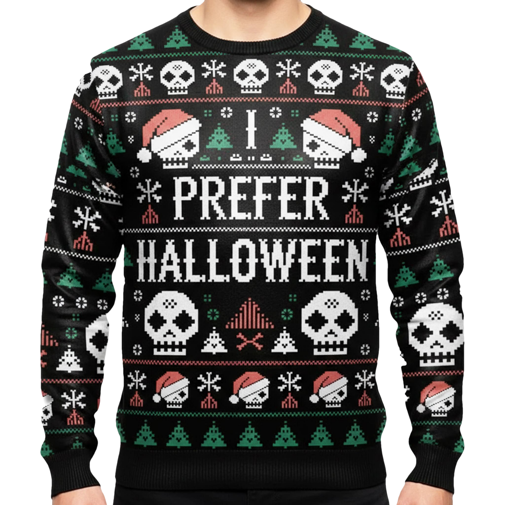 I Prefer Halloween Ugly Christmas Sweater - Moonbestprint