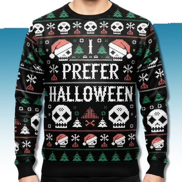 I Prefer Halloween Ugly Christmas Sweater - Moonbestprint