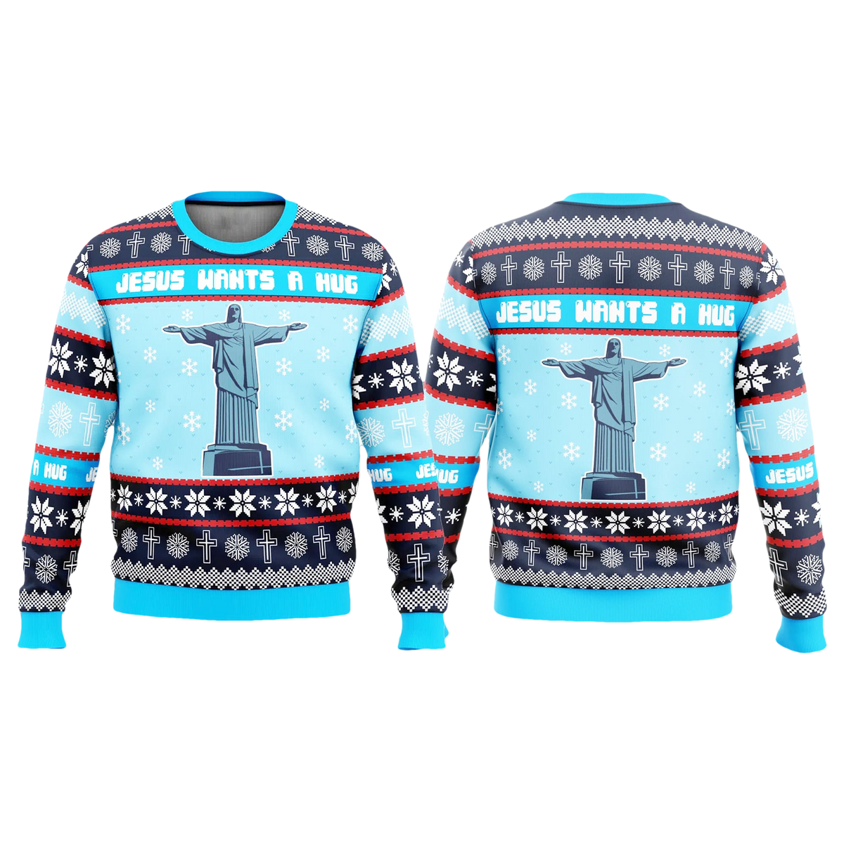 Hellsing Jesus Wants a Hug Ugly Christmas Sweater - Moonbestprint
