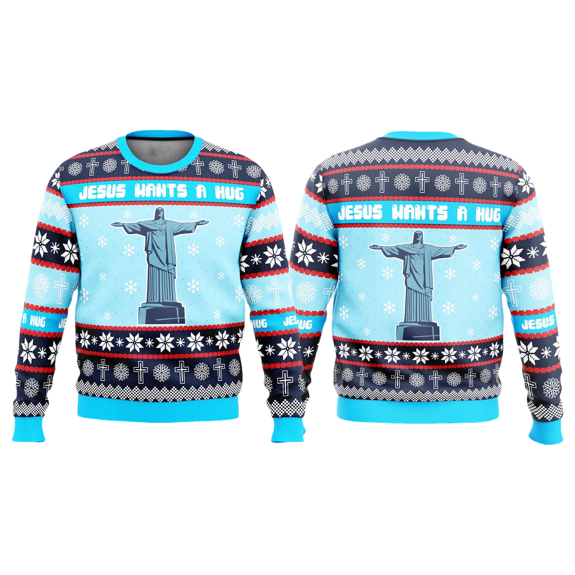 Hellsing Jesus Wants a Hug Ugly Christmas Sweater - Moonbestprint