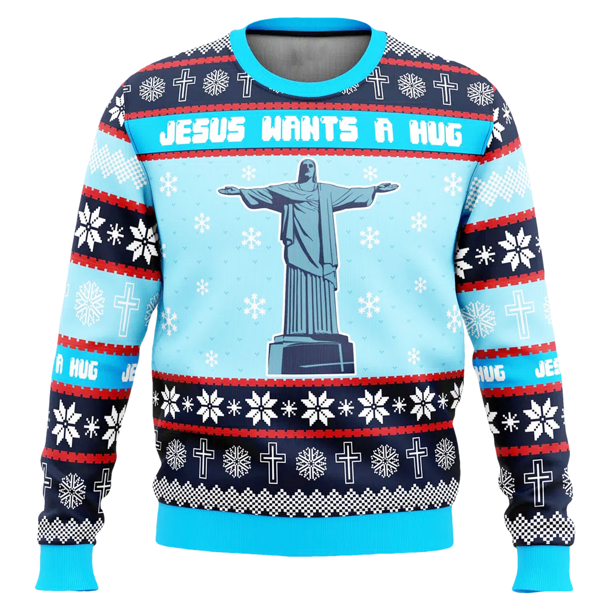 Hellsing Jesus Wants a Hug Ugly Christmas Sweater - Moonbestprint
