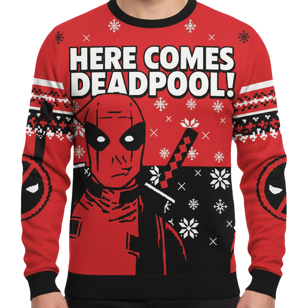 Here Comes Deadpool Ugly Christmas Sweater - Moonbestprint