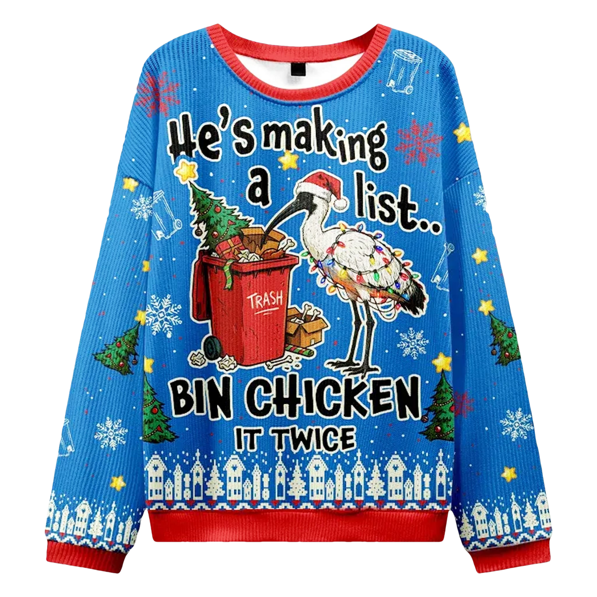He's Making A List Bin Chicken It Twice Ugly Christmas Sweater - Moonbestprint