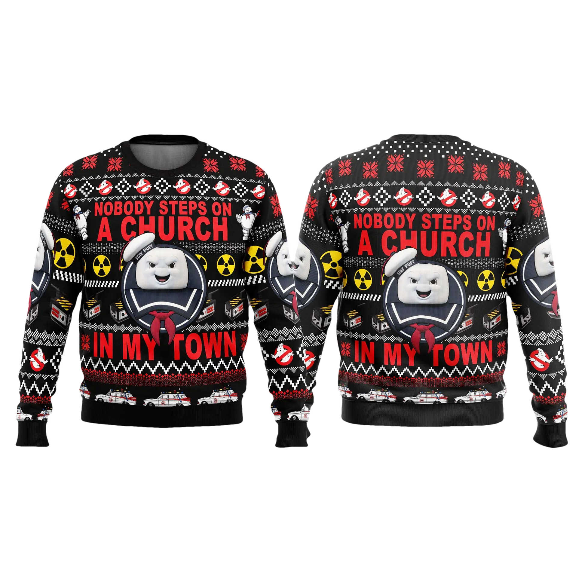 Ghost Busters Nobody Steps On A Church In My Town Christmas Ugly Sweater - Moonbestprint
