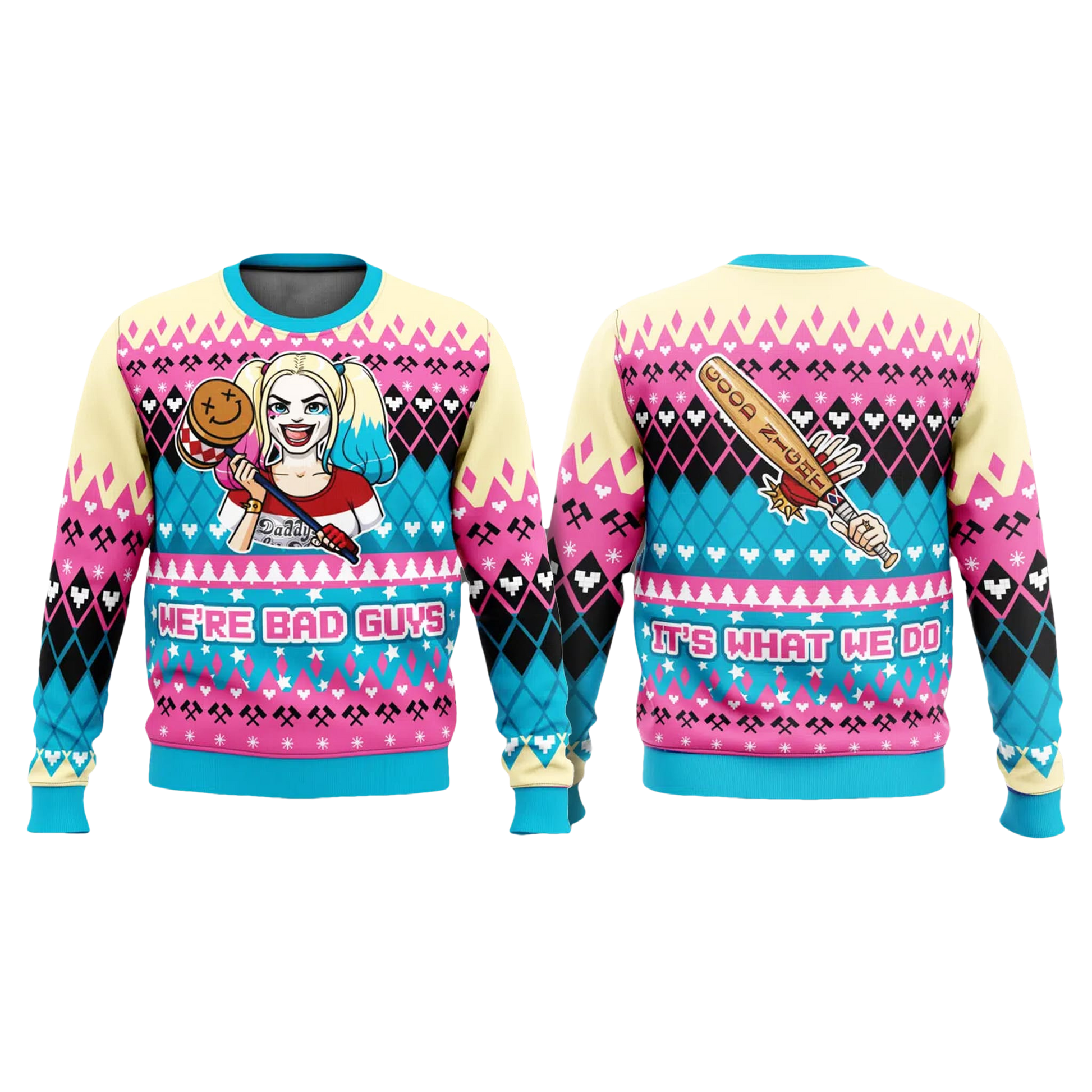 Harley Quinn We're Bad Guys Ugly Christmas Sweater - Moonbestprint