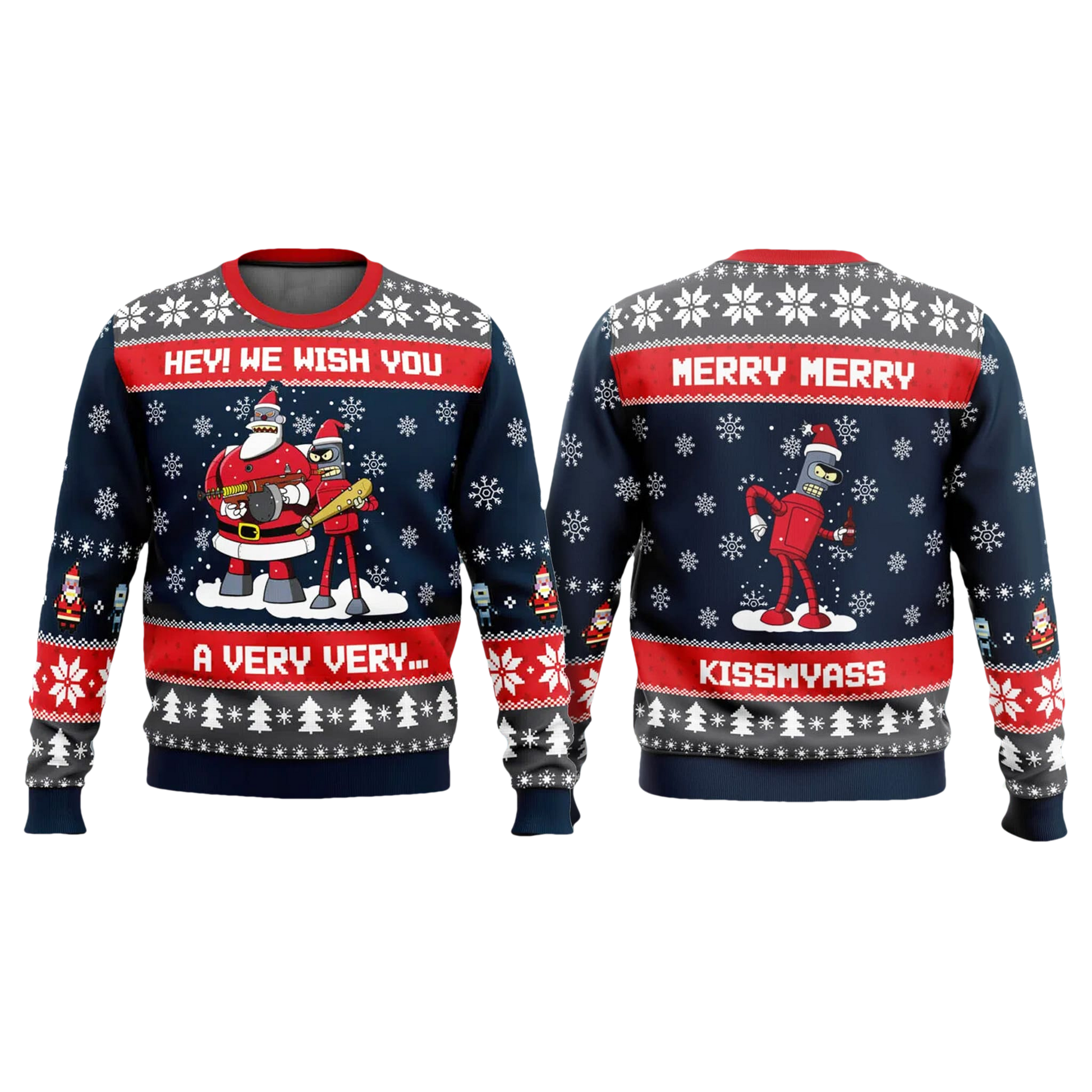 Futurama Merry Kissmyass Funny Ugly Christmas Sweater - Moonbestprint