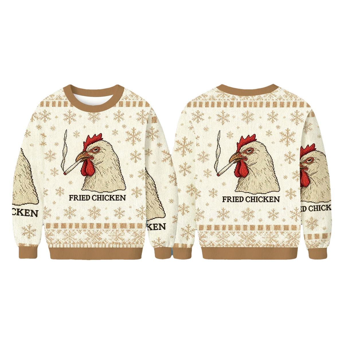 Fried Chicken Smoking Ugly Christmas Sweater - Moonbestprint