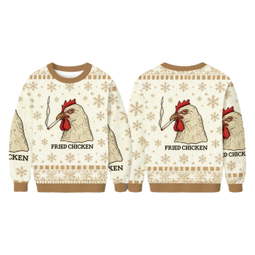 Fried Chicken Smoking Ugly Christmas Sweater - Moonbestprint