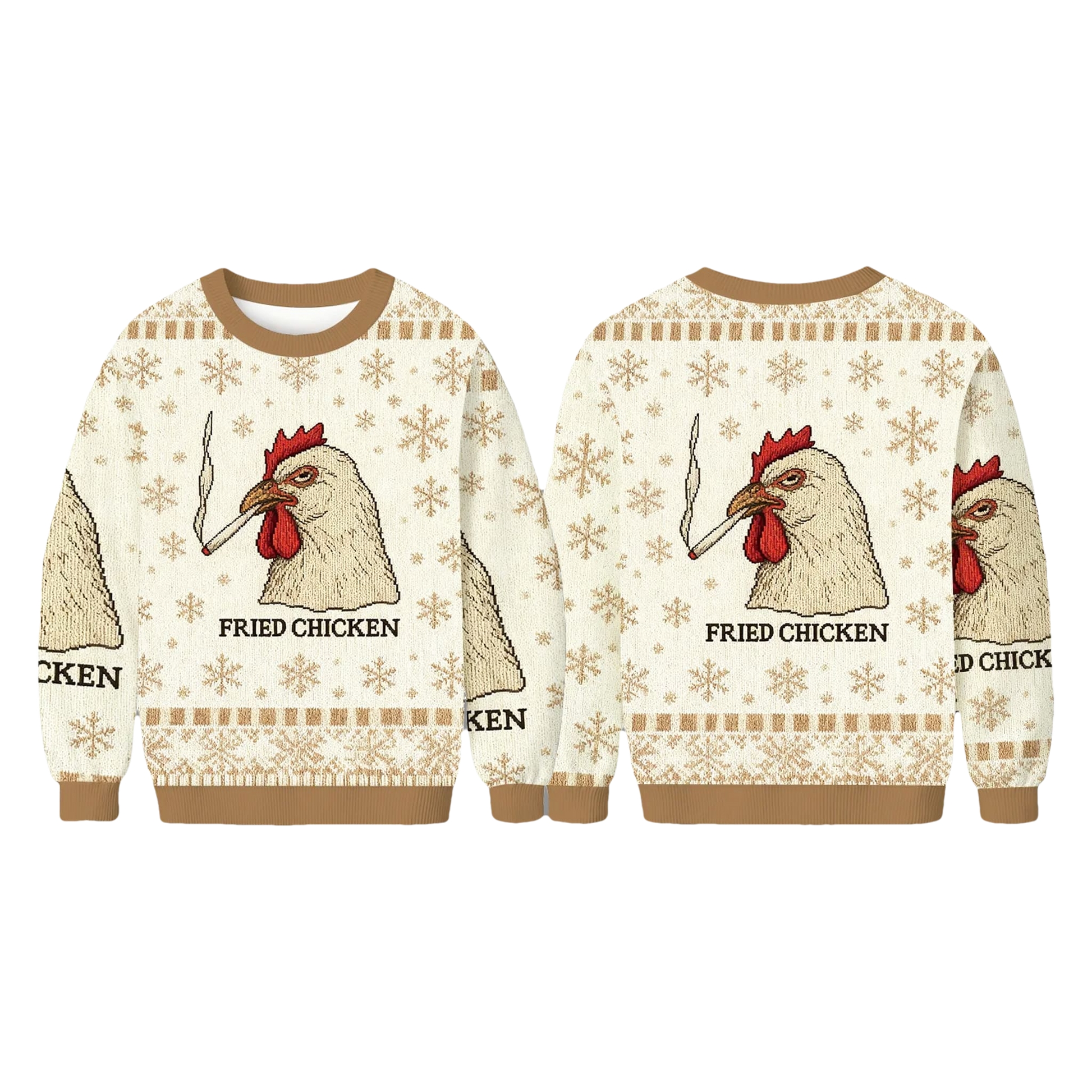 Fried Chicken Smoking Ugly Christmas Sweater - Moonbestprint
