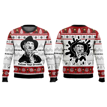 Freddy Krueger Follow Your Dream Ugly Christmas Sweater - Moonbestprint