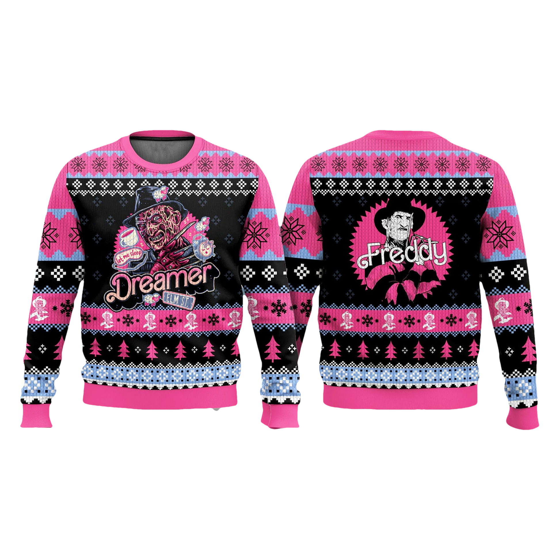 Freddy Krueger Elm Street Pink Ugly Sweater - Moonbestprint