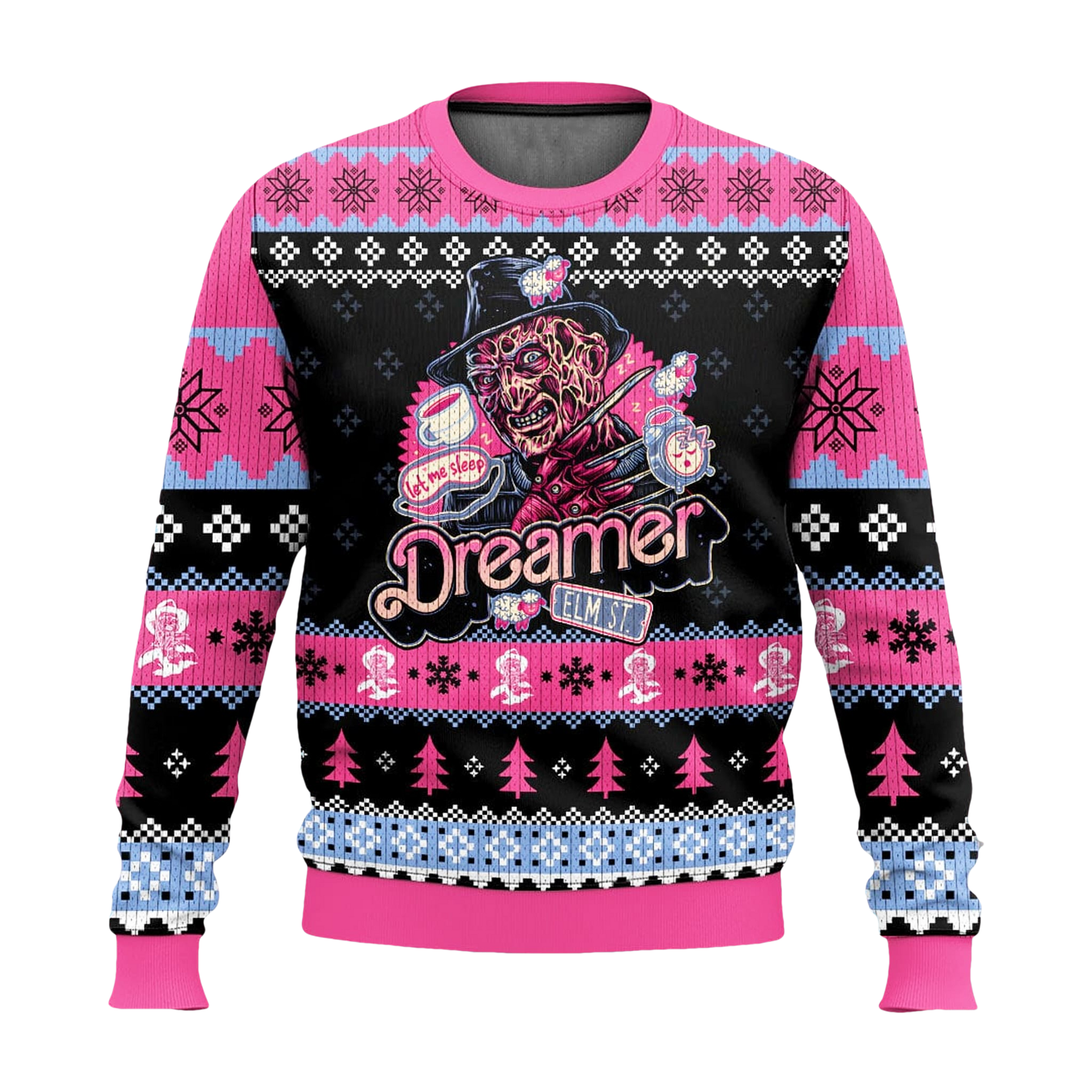 Freddy Krueger Elm Street Pink Ugly Sweater - Moonbestprint