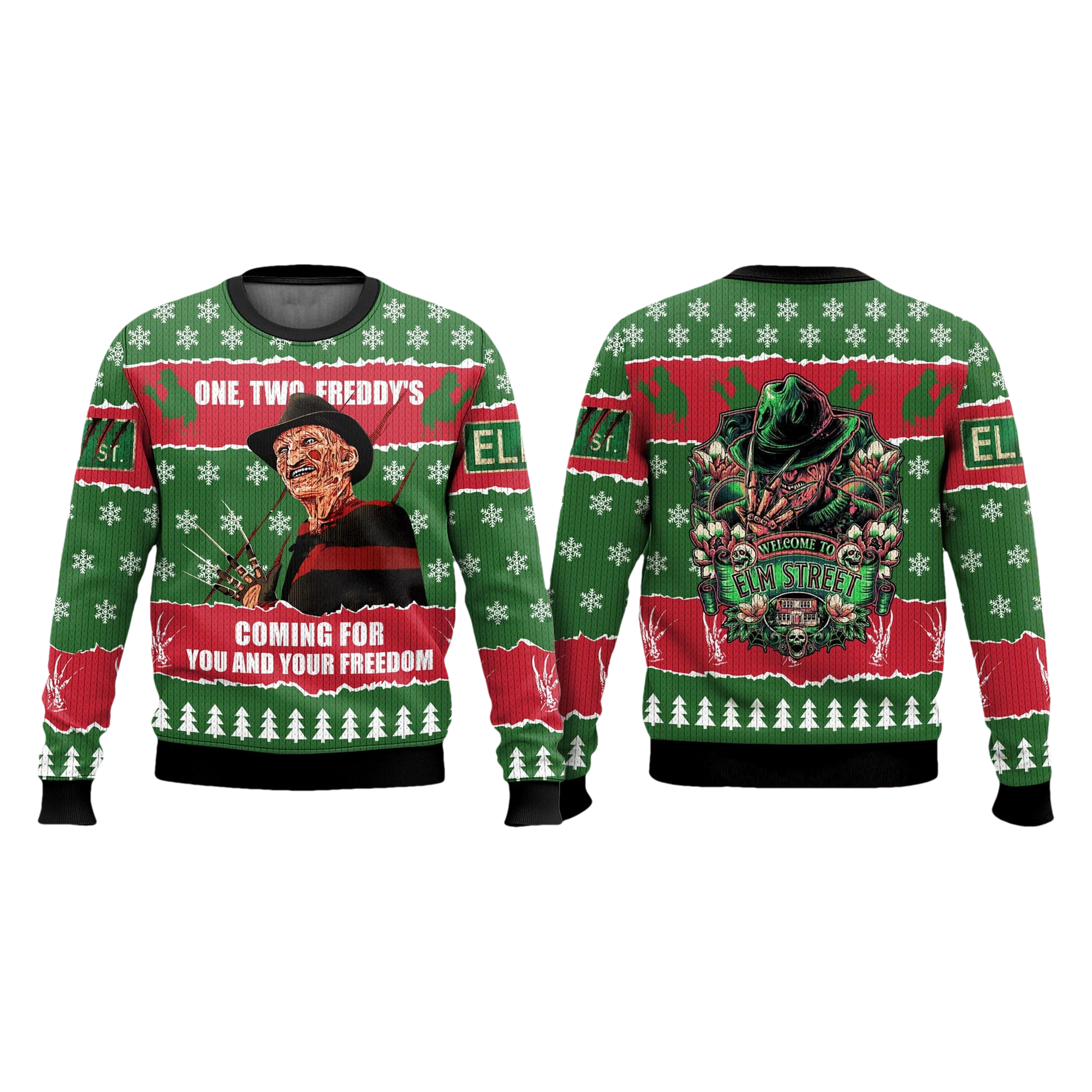 Freddy Krueger Coming For You And Your Freedom Ugly Christmas Sweater - Moonbestprint