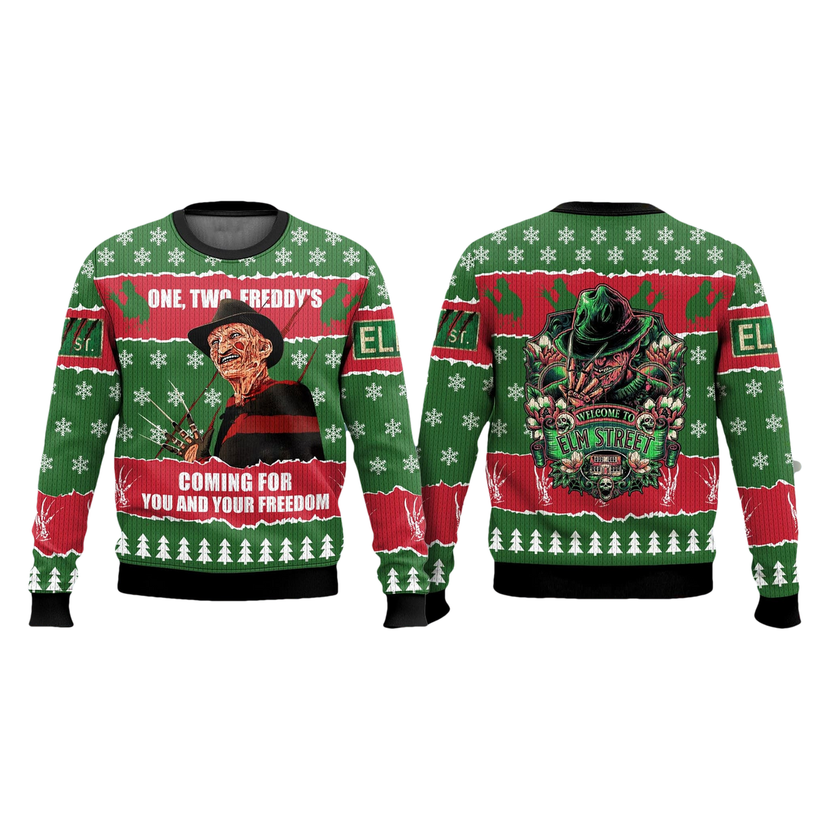 Freddy Krueger Coming For You And Your Freedom Ugly Christmas Sweater - Moonbestprint