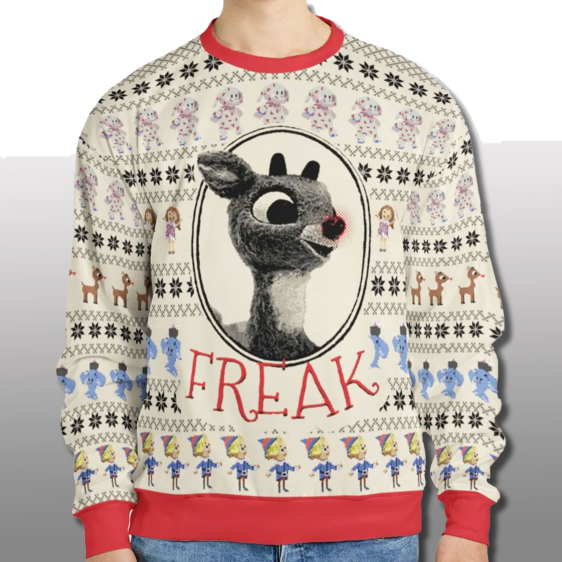 Freak Rudolph the Red Nosed Reindeer Ugly Christmas Sweater - Moonbestprint