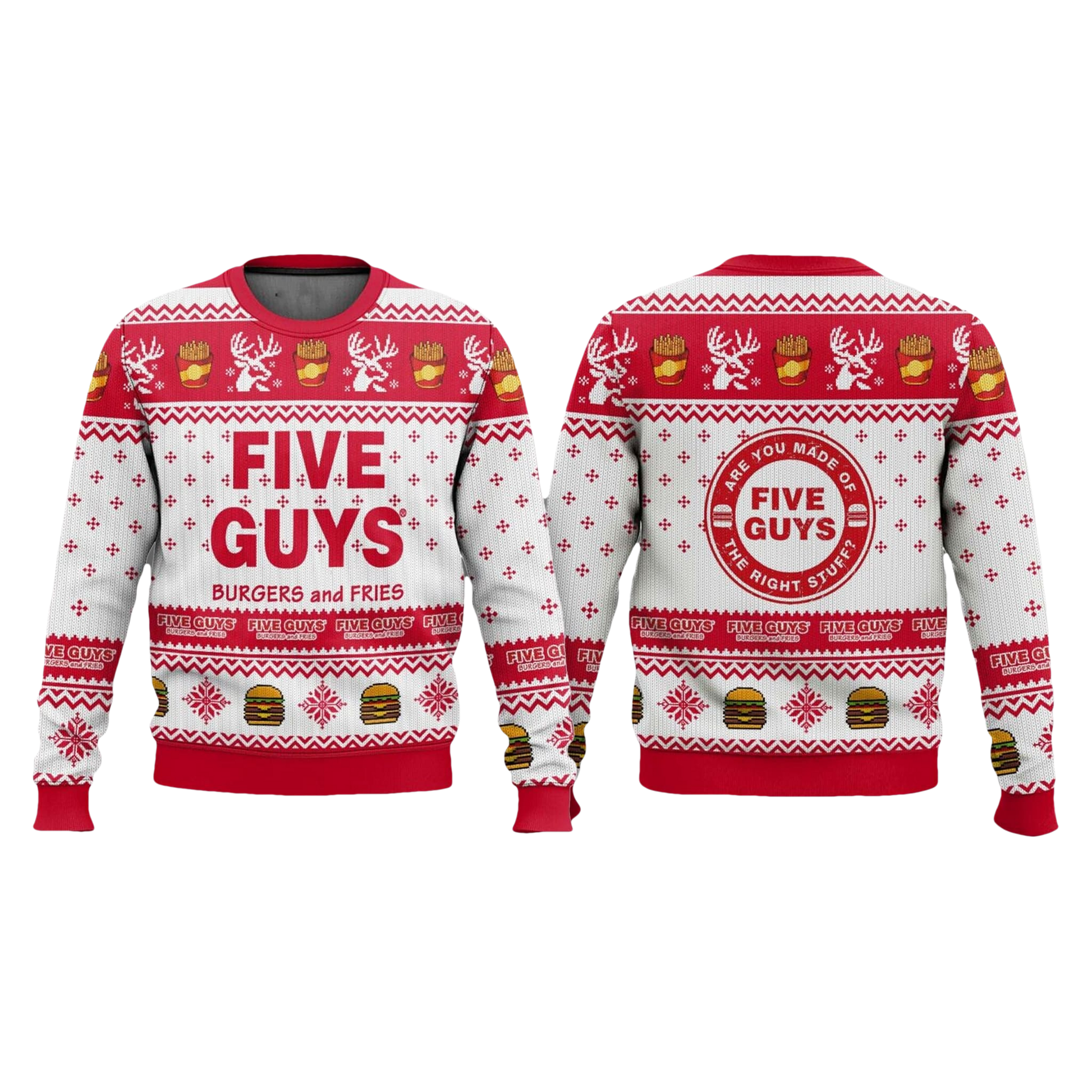 Five Guys Burgers Ugly Christmas Sweater - Moonbestprint