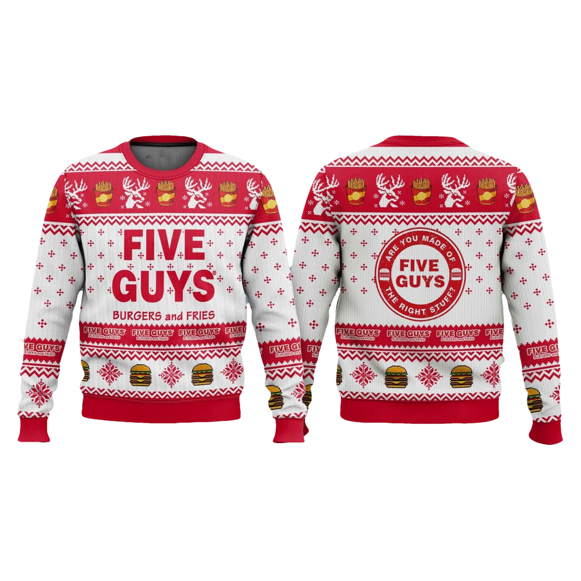 Five Guys Burgers Ugly Christmas Sweater - Moonbestprint