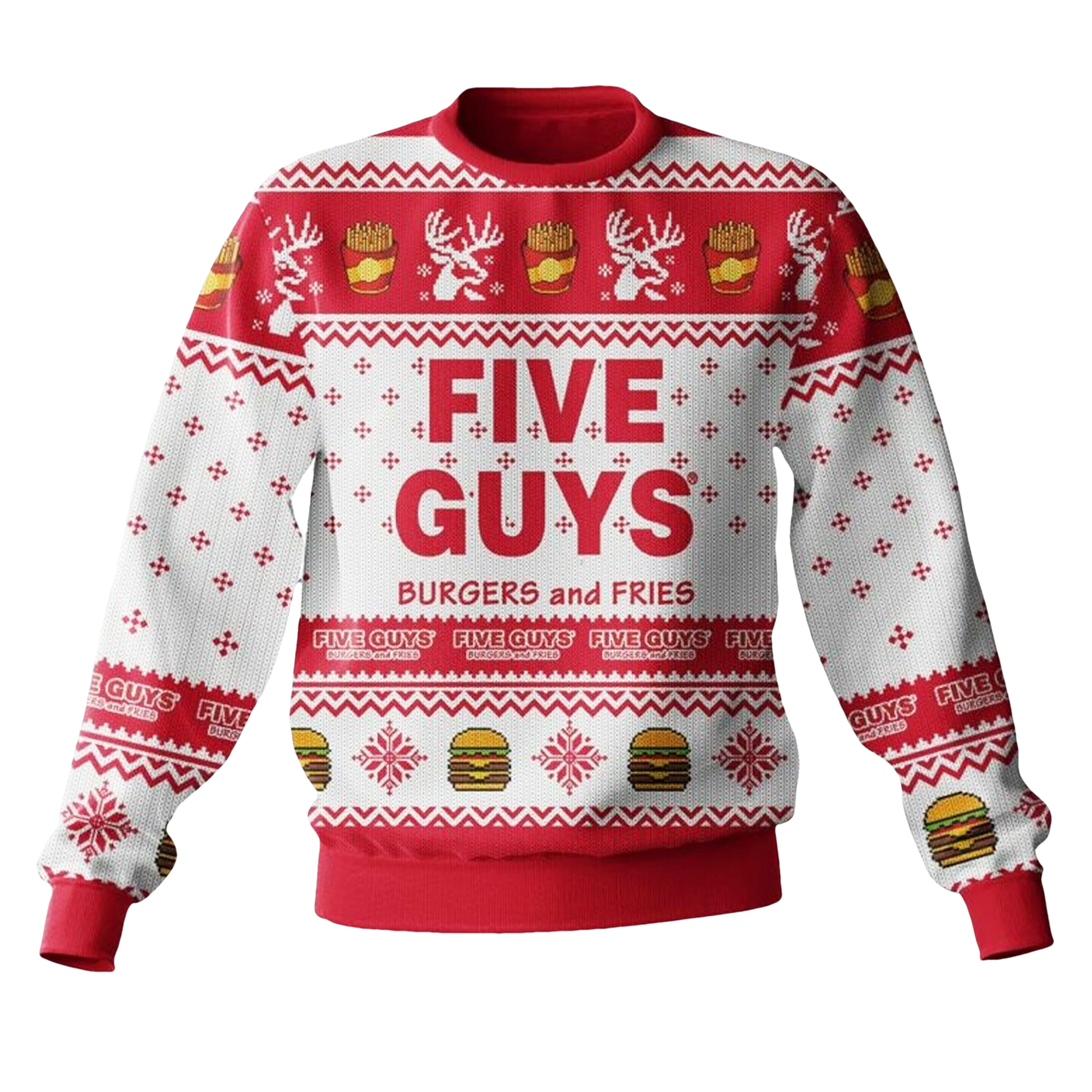 Five Guys Burgers Ugly Christmas Sweater - Moonbestprint