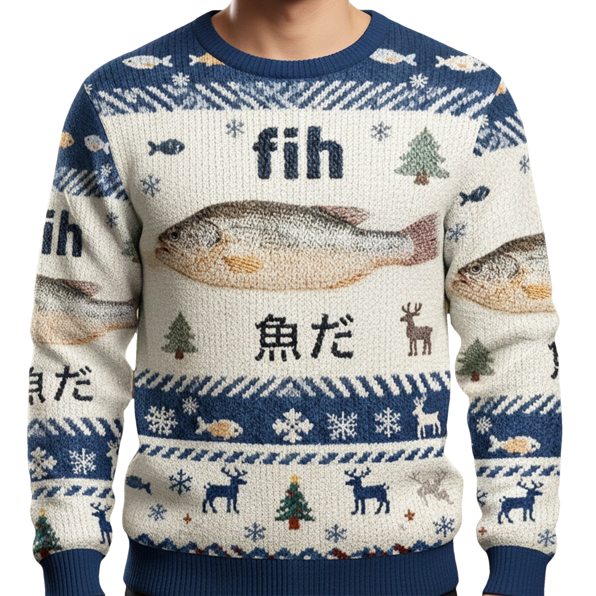 Fish Japanese Fih Christmas Ugly Sweater - Moonbestprint