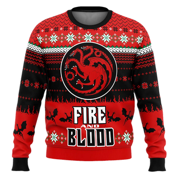 Fire and Blood Game of Thrones Ugly Christmas Sweater - Moonbestprint