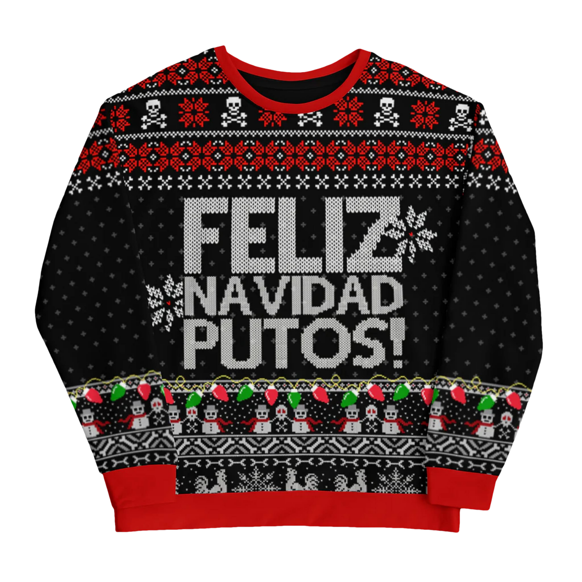Feliz Navidad Putos Skulls Ugly Christmas Sweater - Moonbestprint
