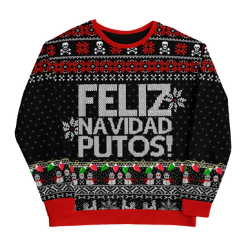 Feliz Navidad Putos Skulls Ugly Christmas Sweater - Moonbestprint