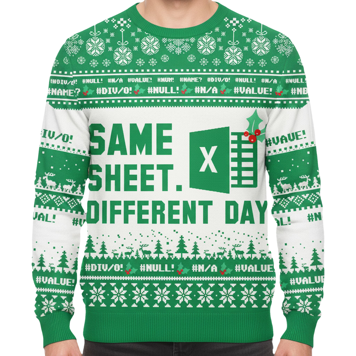 Excel Same Sheet Different Day Ugly Christmas Sweater - Moonbestprint