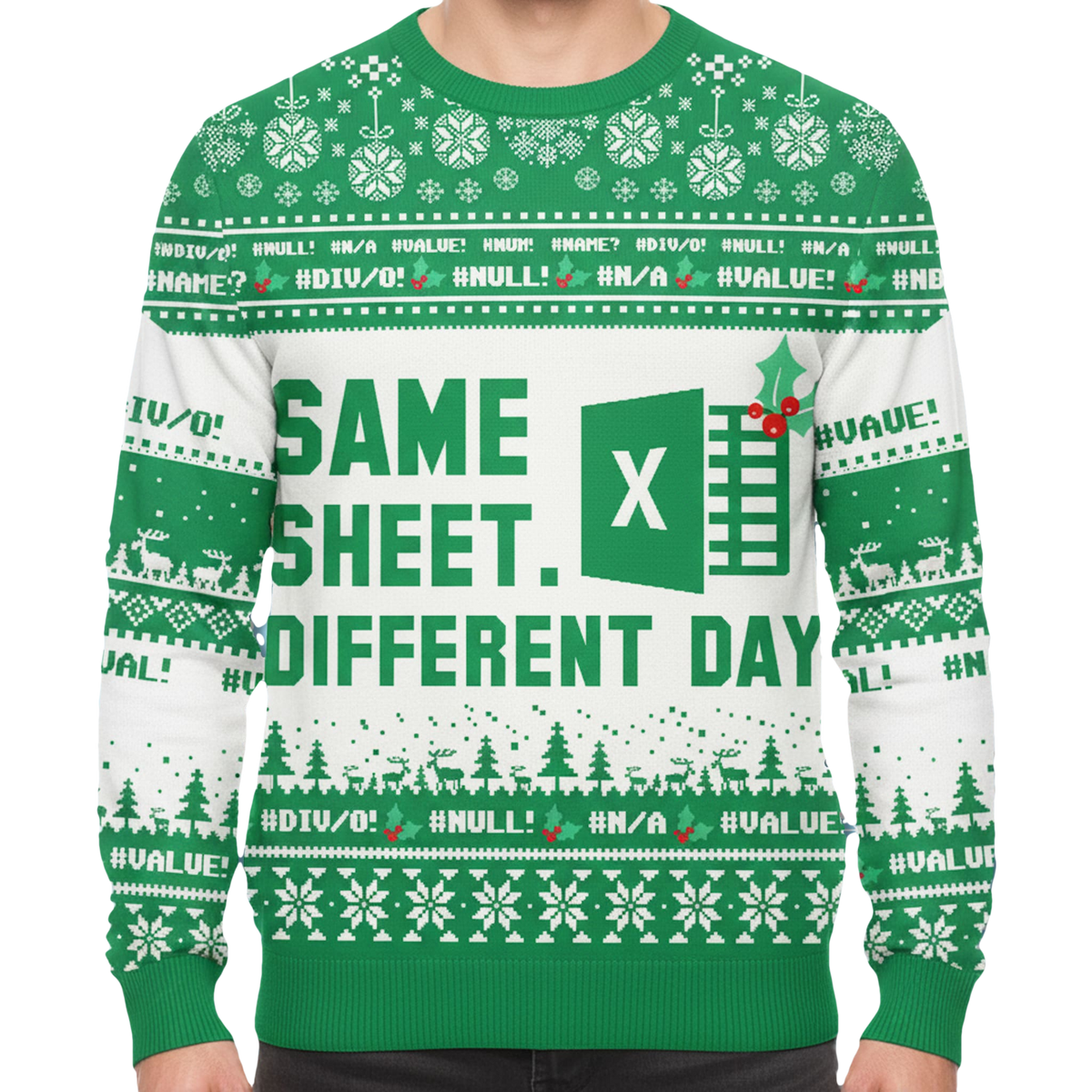 Excel Same Sheet Different Day Ugly Christmas Sweater - Moonbestprint