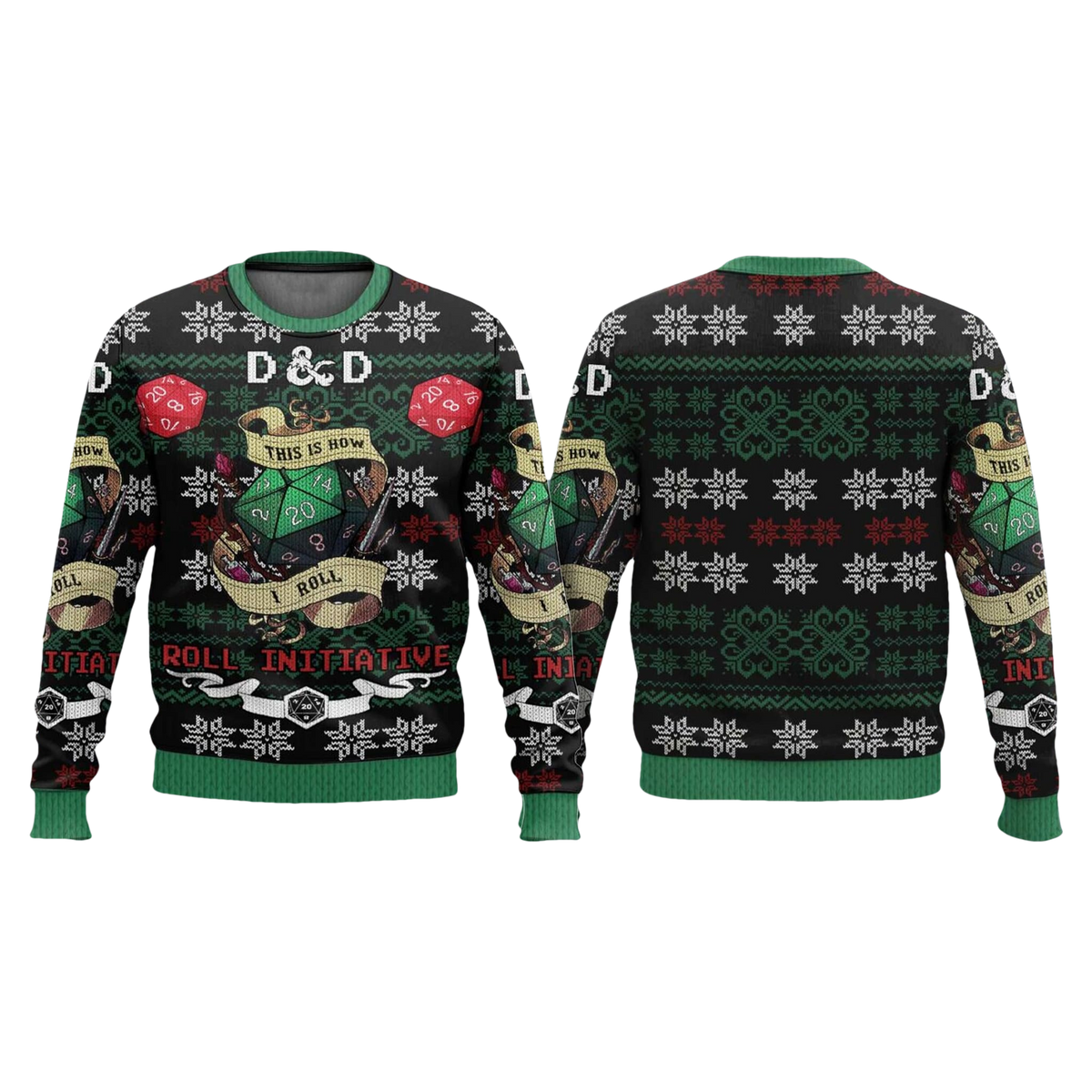 Dungeons Dragons Roll Initiative Christmas Ugly Sweater - Moonbestprint