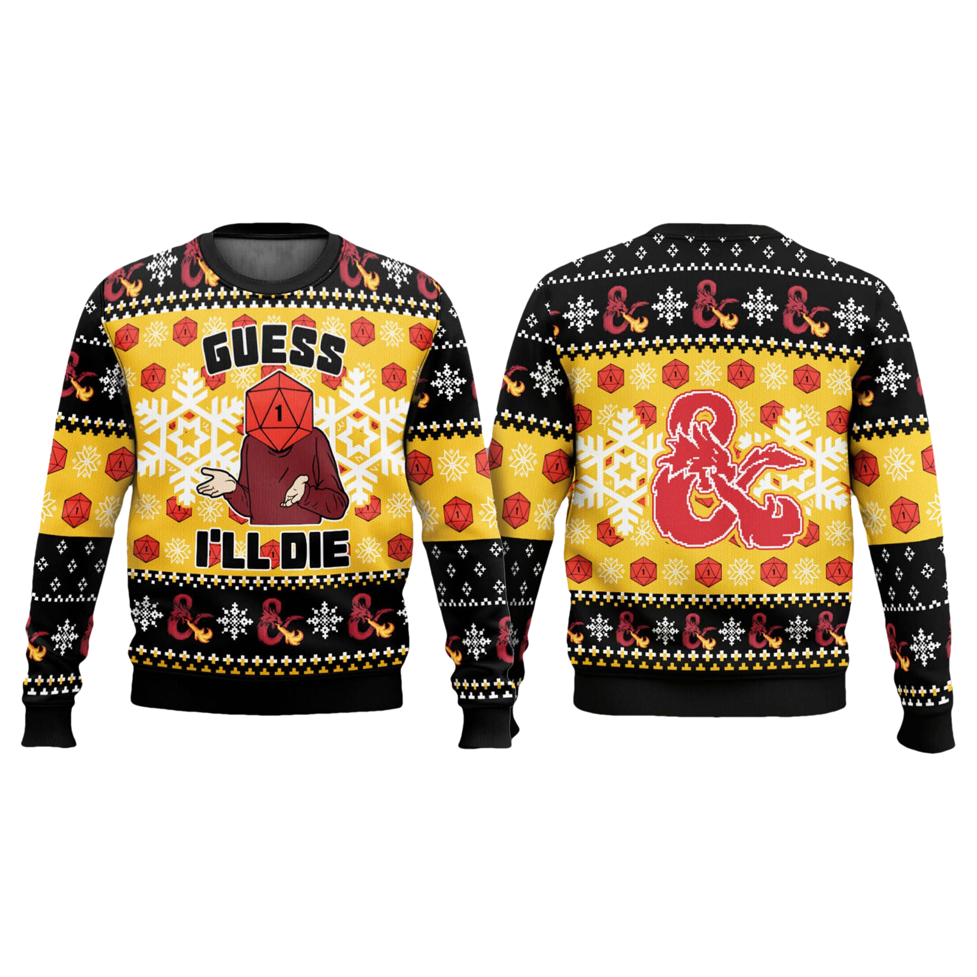 Dungeons and Dragons Guess I'll Die Ugly Christmas Sweater - Moonbestprint