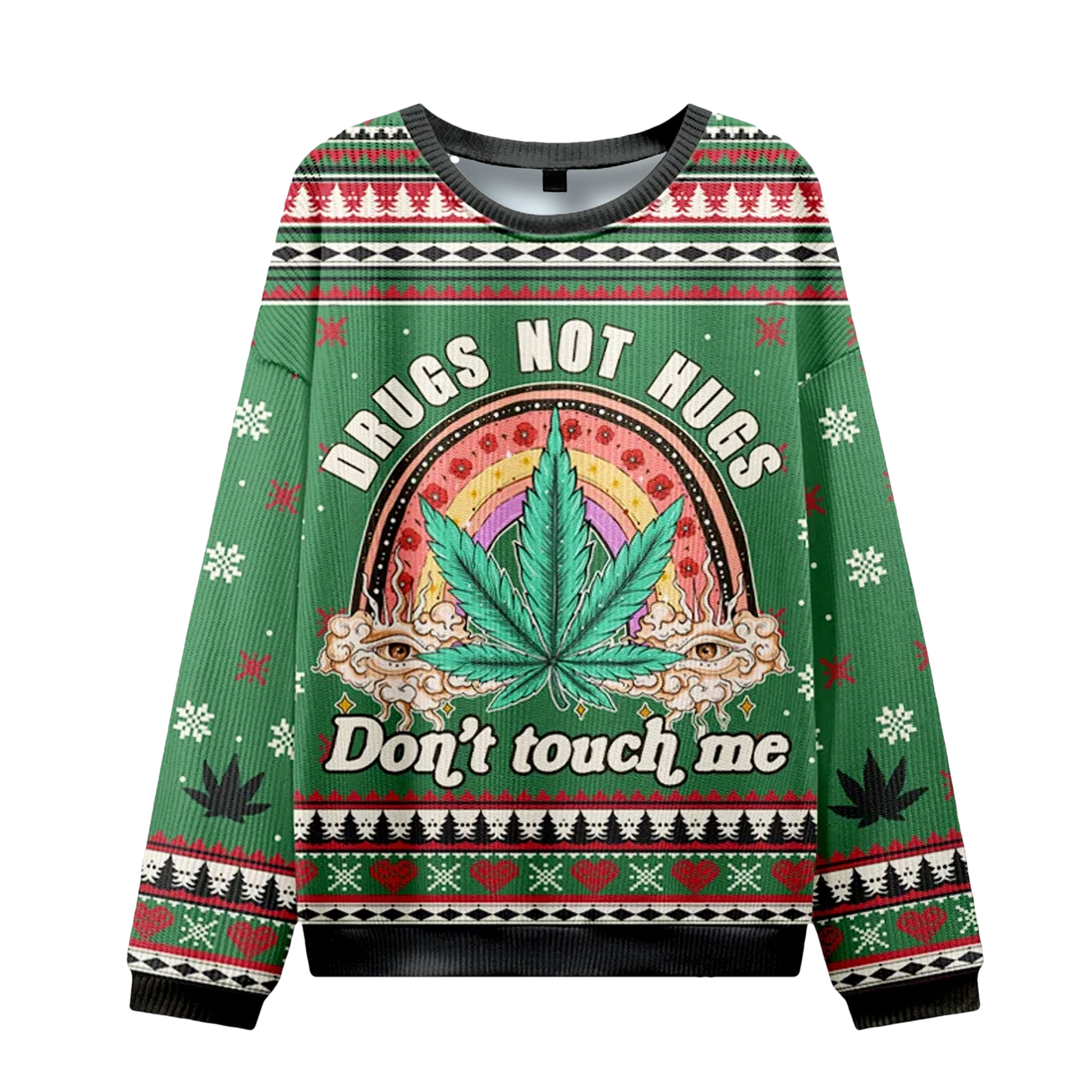 Drugs Not Hugs Don't Touch Me Ugly Christmas Sweater - Moonbestprint