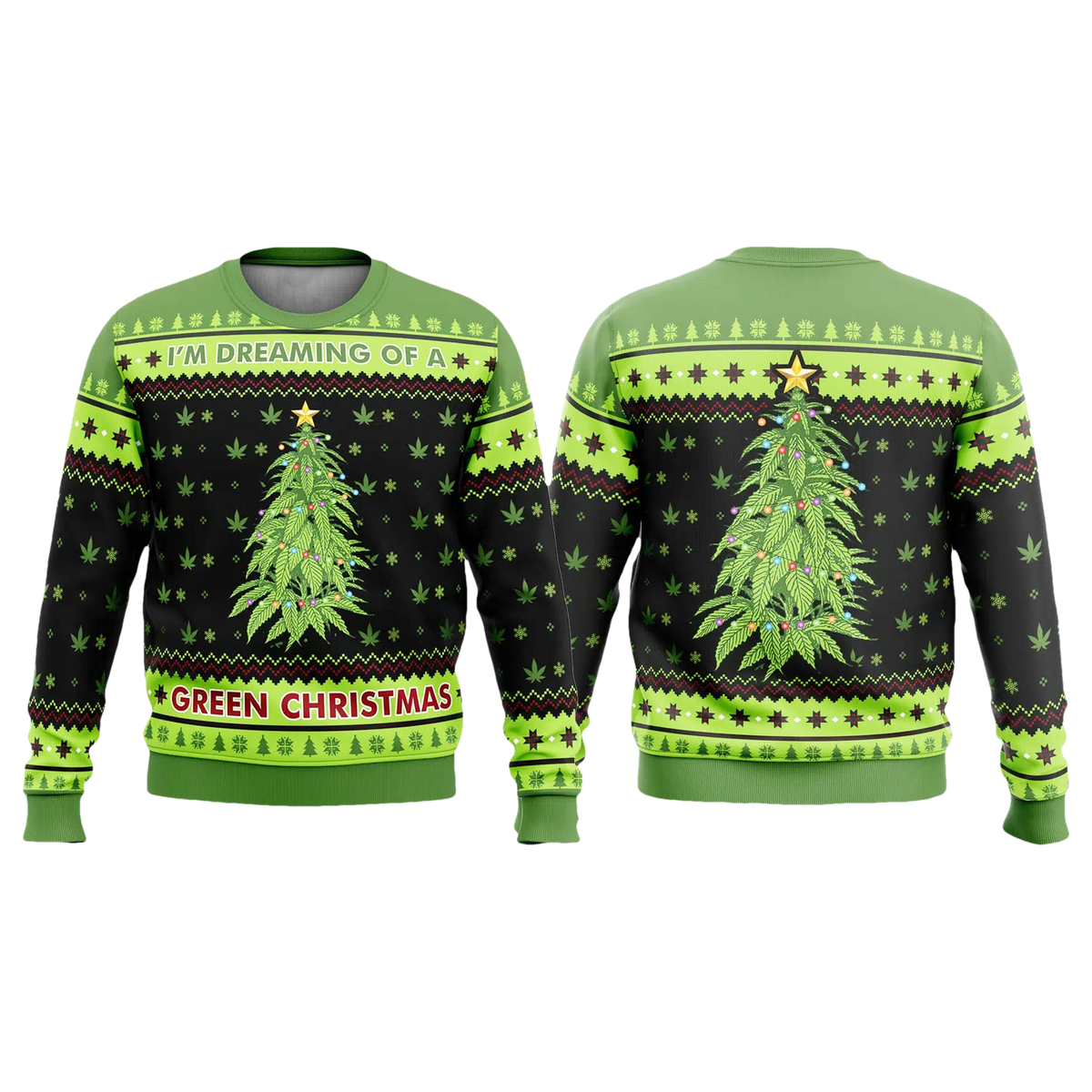 Dreaming of a Green Christmas Ugly Sweater - Moonbestprint