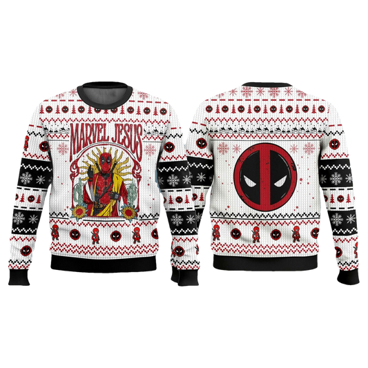 Deadpool Marvel Jesus Ugly Christmas Sweater - Moonbestprint