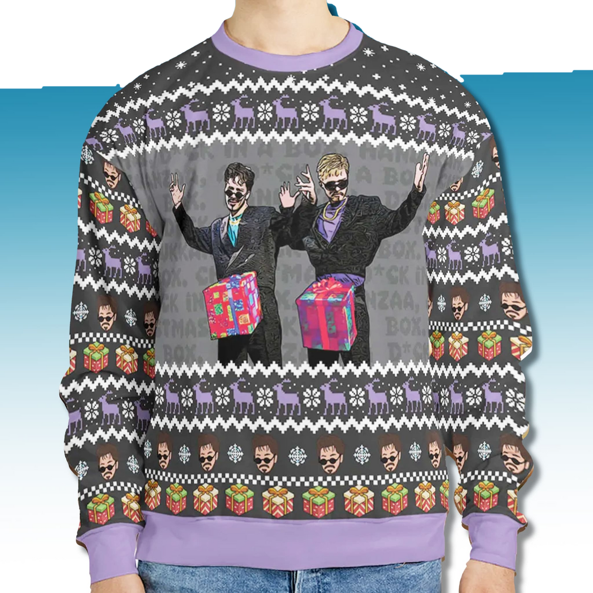 D in the Box Christmas SNL Ugly Christmas Sweater - Moonbestprint