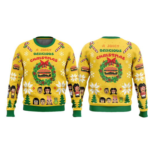 Bob's Burgers A Juicy Delicious Christmas Ugly Sweater - Moonbestprint