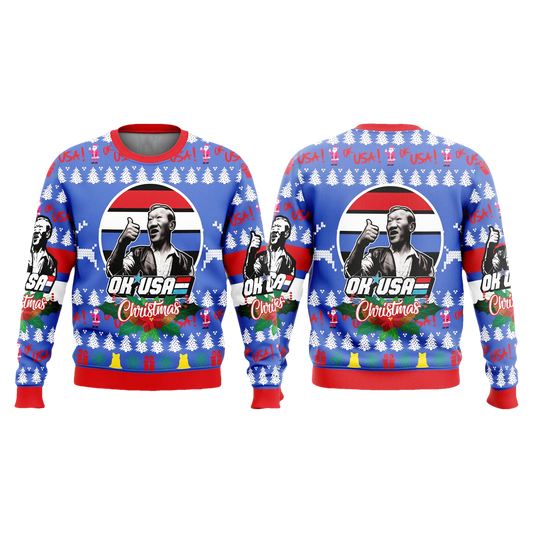 Bloodsport OK USA Christmas Ugly Sweater - Moonbestprint