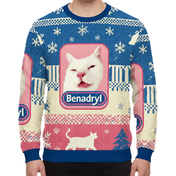 Benadryl Cat Meme Christmas Sweater 2025 - Moonbestprint