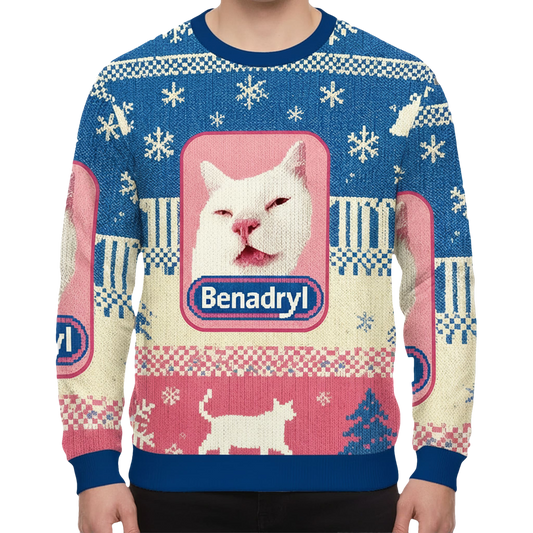 Benadryl Cat Meme Christmas Sweater 2025 - Moonbestprint