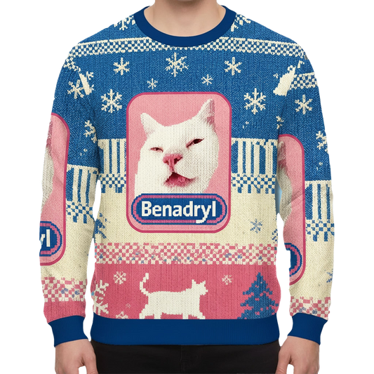 Benadryl Cat Meme Christmas Sweater 2025 - Moonbestprint