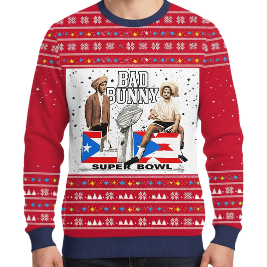 Bad Bunny Benito Bowl 2026 Ugly Christmas Sweater - Moonbestprint