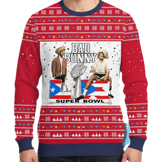Bad Bunny Benito Bowl 2026 Ugly Christmas Sweater - Moonbestprint