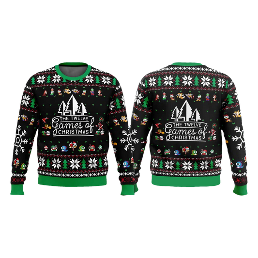12 Games of Christmas Retro Ugly Sweater - Moonbestprint