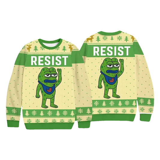 Resist Portland Frog Funny Ugly Christmas Sweater - Moonbestprint