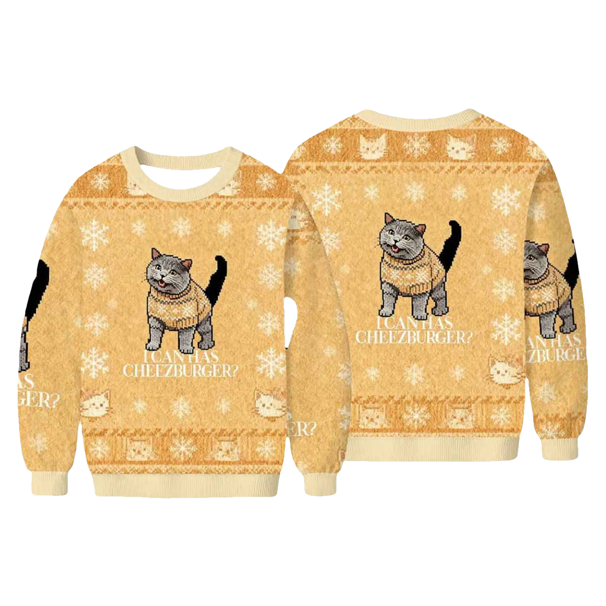 I Can Has Cheezburger Ugly Christmas Sweater - Moonbestprint