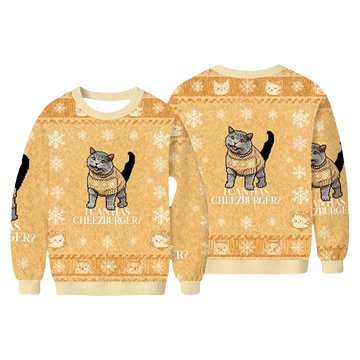I Can Has Cheezburger Ugly Christmas Sweater - Moonbestprint